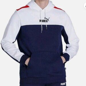Puma Essentials Men's Color Block Hoodie (Size Med)‎ Red, White & Blue - Small